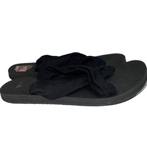 Sanuk Black Yoga Mat Sandals Womens Size 10